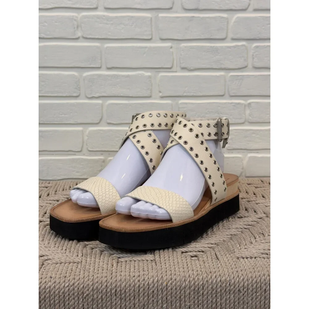 Dolce Vita Grommet Platform Sandals Cream Snake Print Size 7